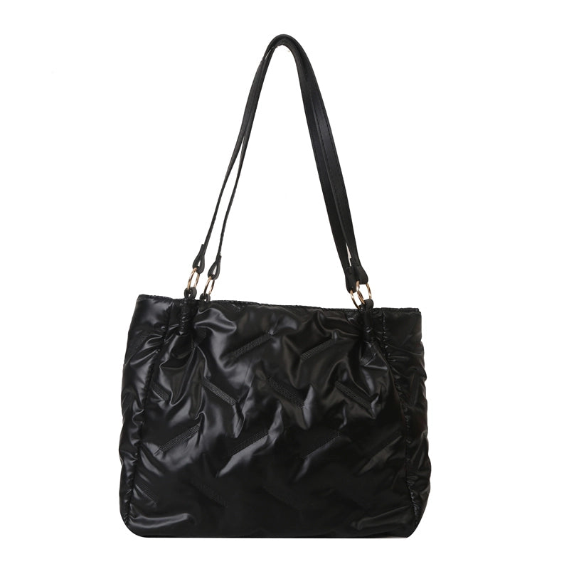 Women's Water Repellent Solid Color Classic Style Square Zipper Shoulder Bag