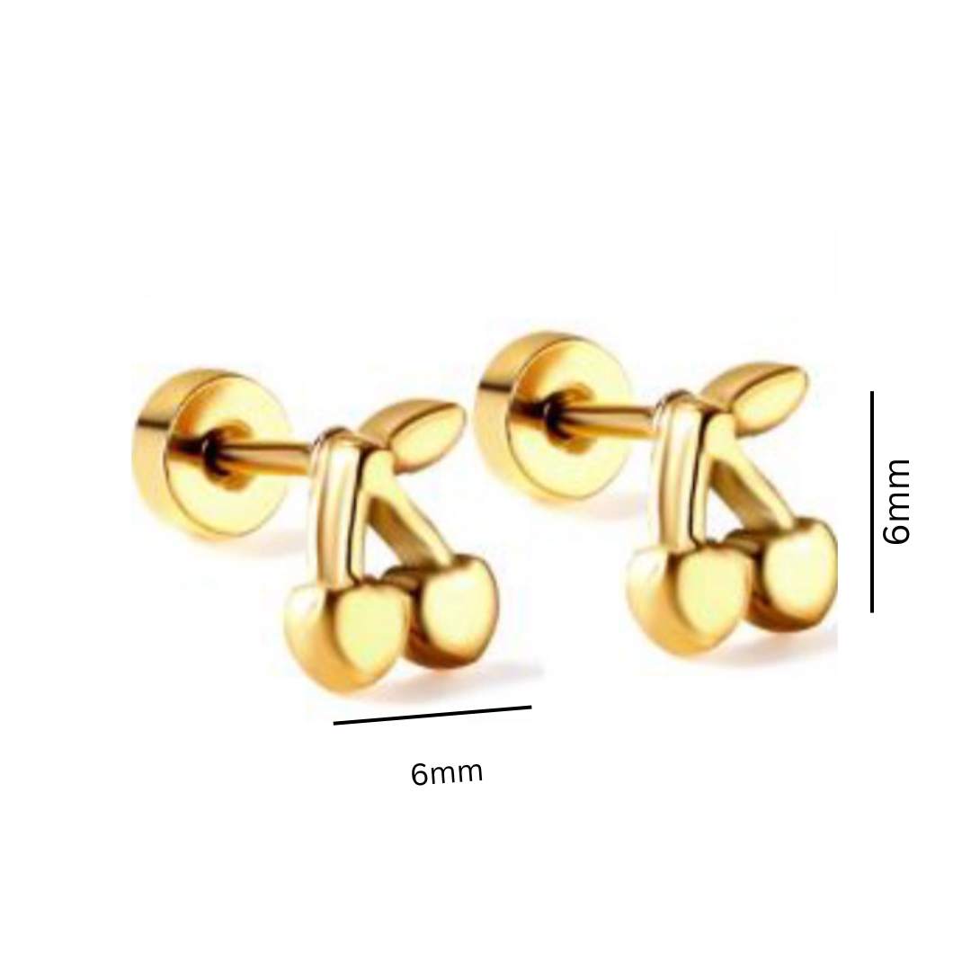Baby cherry studs - Gold