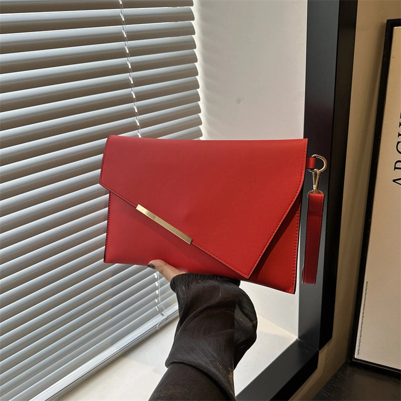 Women's Pu Leather Solid Color Elegant Square Zipper Envelope Bag