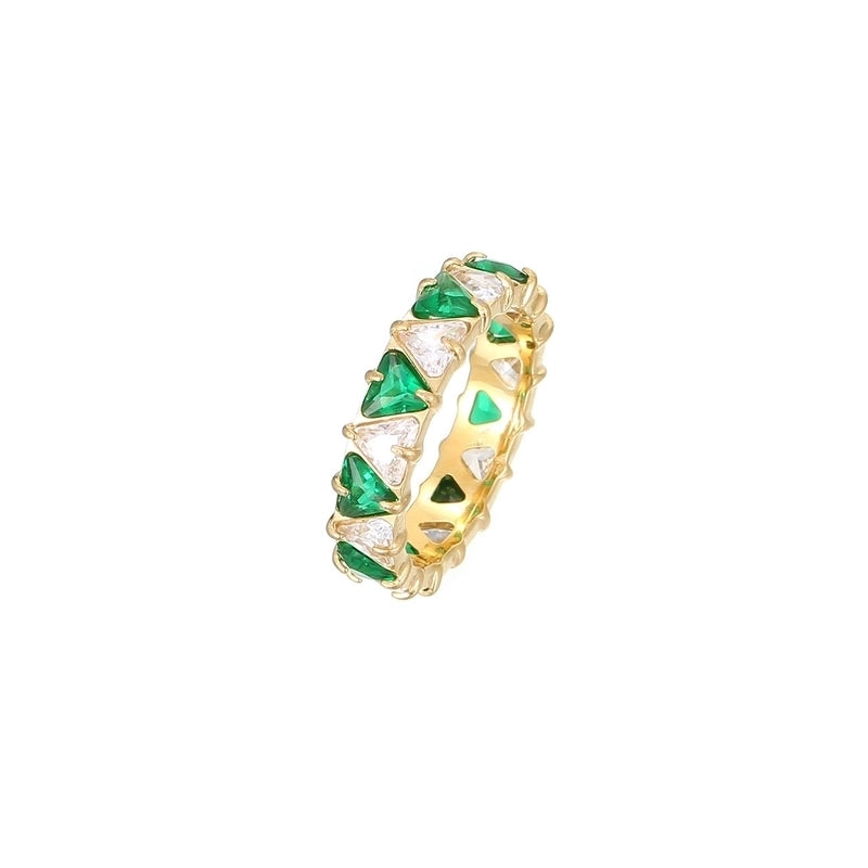 Minimalist Shiny Heart Shape 304 Stainless Steel Zircon 16K Gold Plated White Gold Plated Inlay Rings