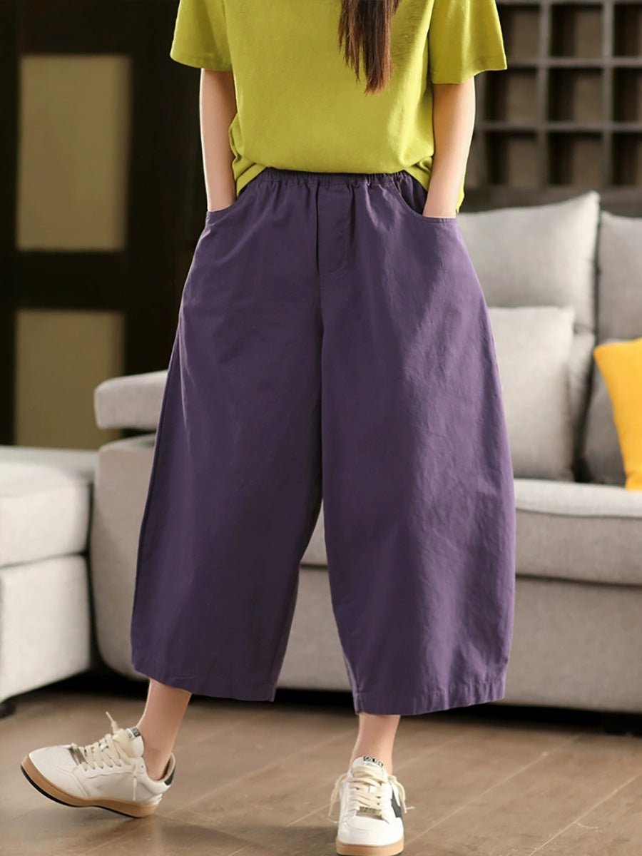 Women Summer Pure Color 100%Cotton Harem Pants
