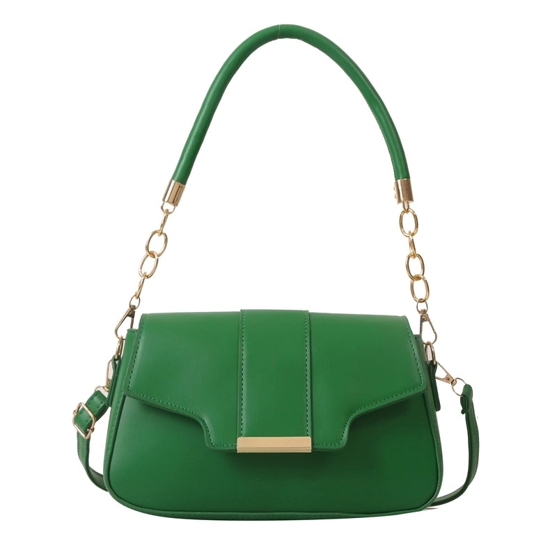 Women's Pu Leather Solid Color Streetwear Square Flip Cover Shoulder Bag Crossbody Bag