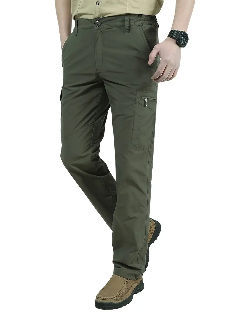 Men's Breathable Summer Casual Trousers with Multi-Pocket Design