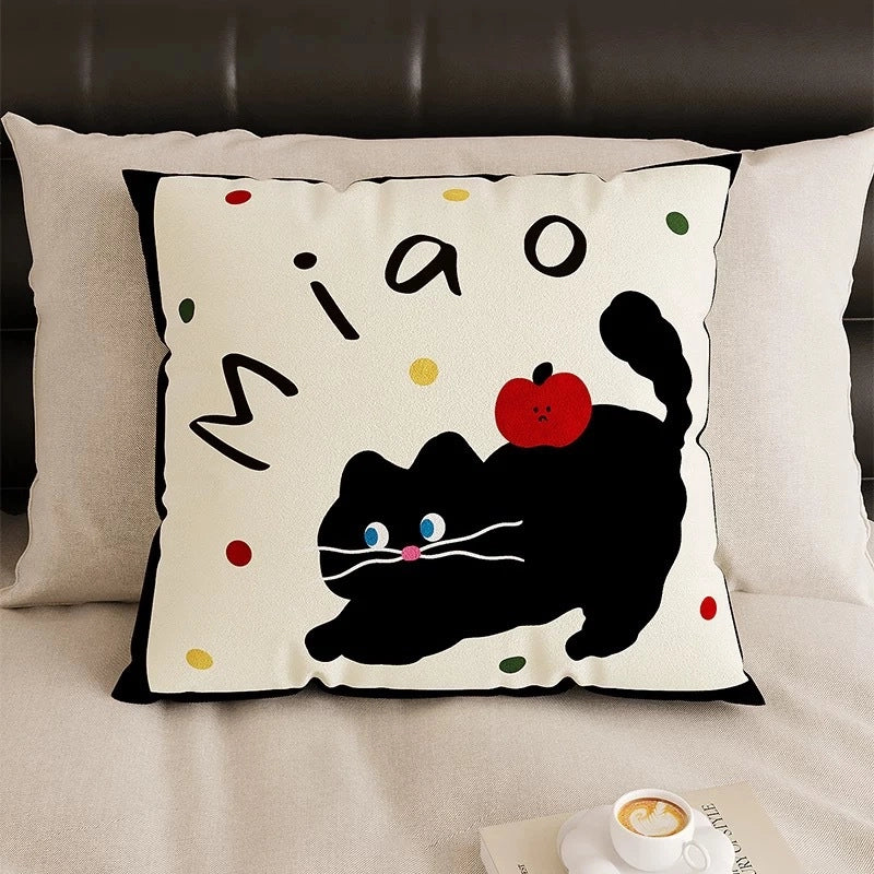 Cute Cat Polyester Short Velvet Pillow Cases Couch & Sofa Decor