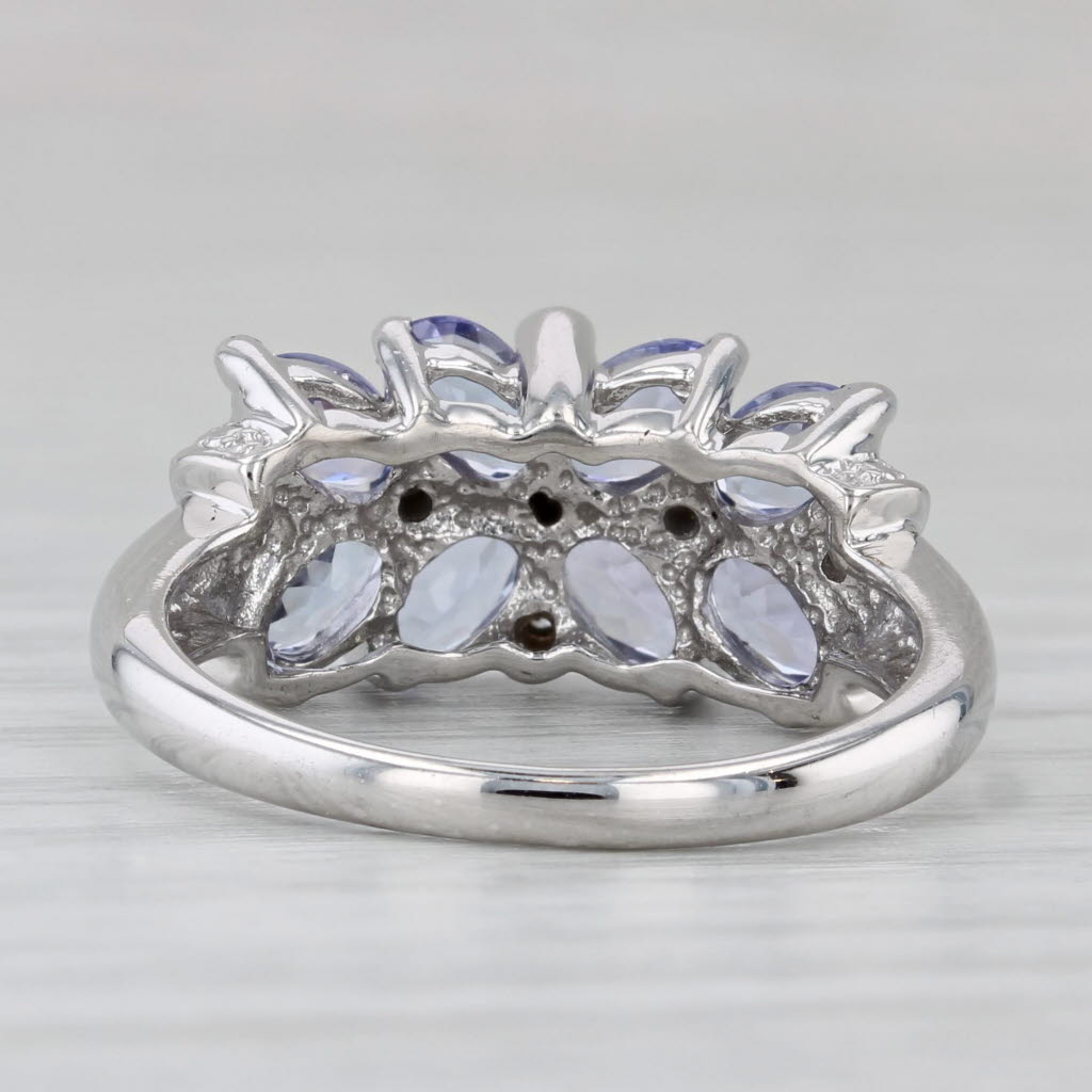 2.02ctw Tanzanite Diamond Cluster Ring 10k White Gold Size 7