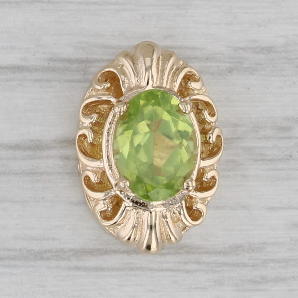 1.40ct Peridot Solitaire Slide Bracelet Charm 14k Yellow Gold Archer Hallmark