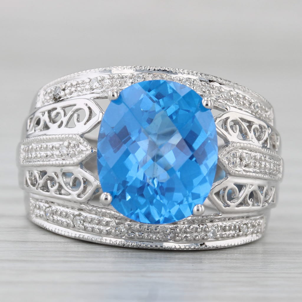 6.06ctw Mystic Topaz Diamond Ring 14k White Gold Size 8 Cocktail