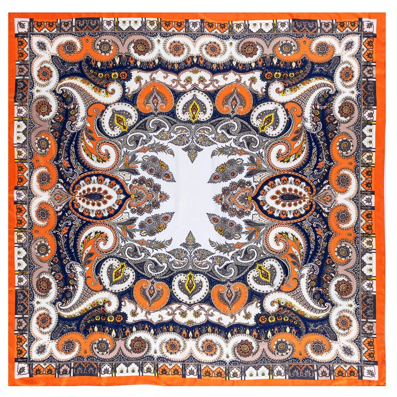 Silk Scarf 130cm Twill Silk Large Square Print Ladies Shawl Scarf