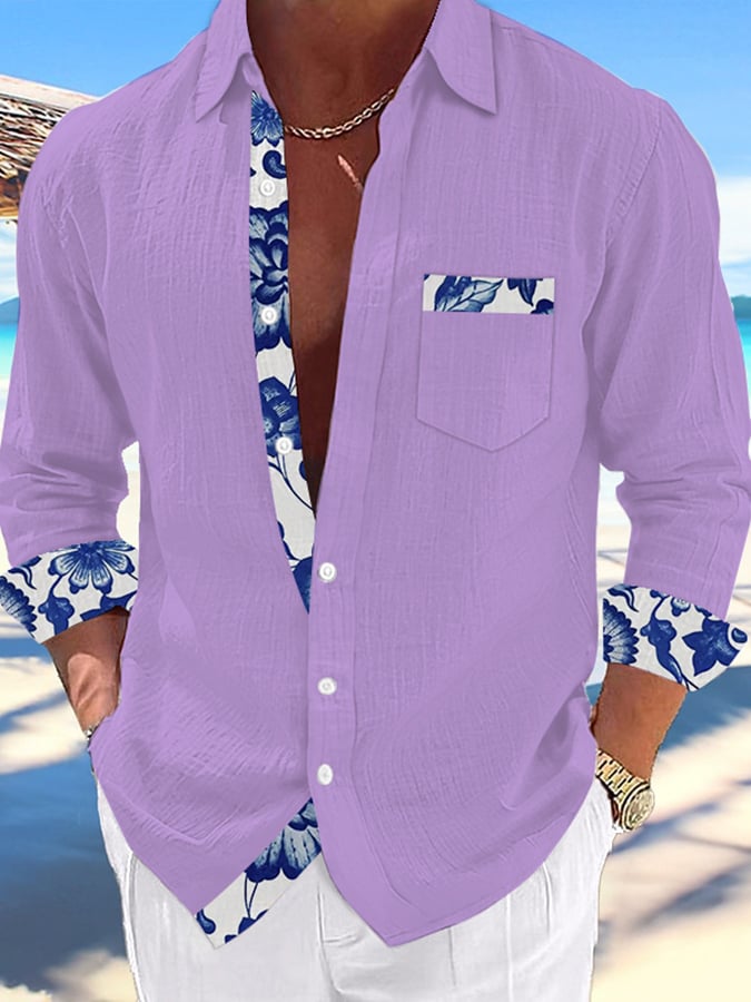 Men's Hawaii Print Fashion Vacation And Casual Shirt (With Pockets)