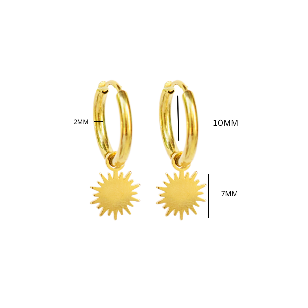 Sun charm hoops - Gold