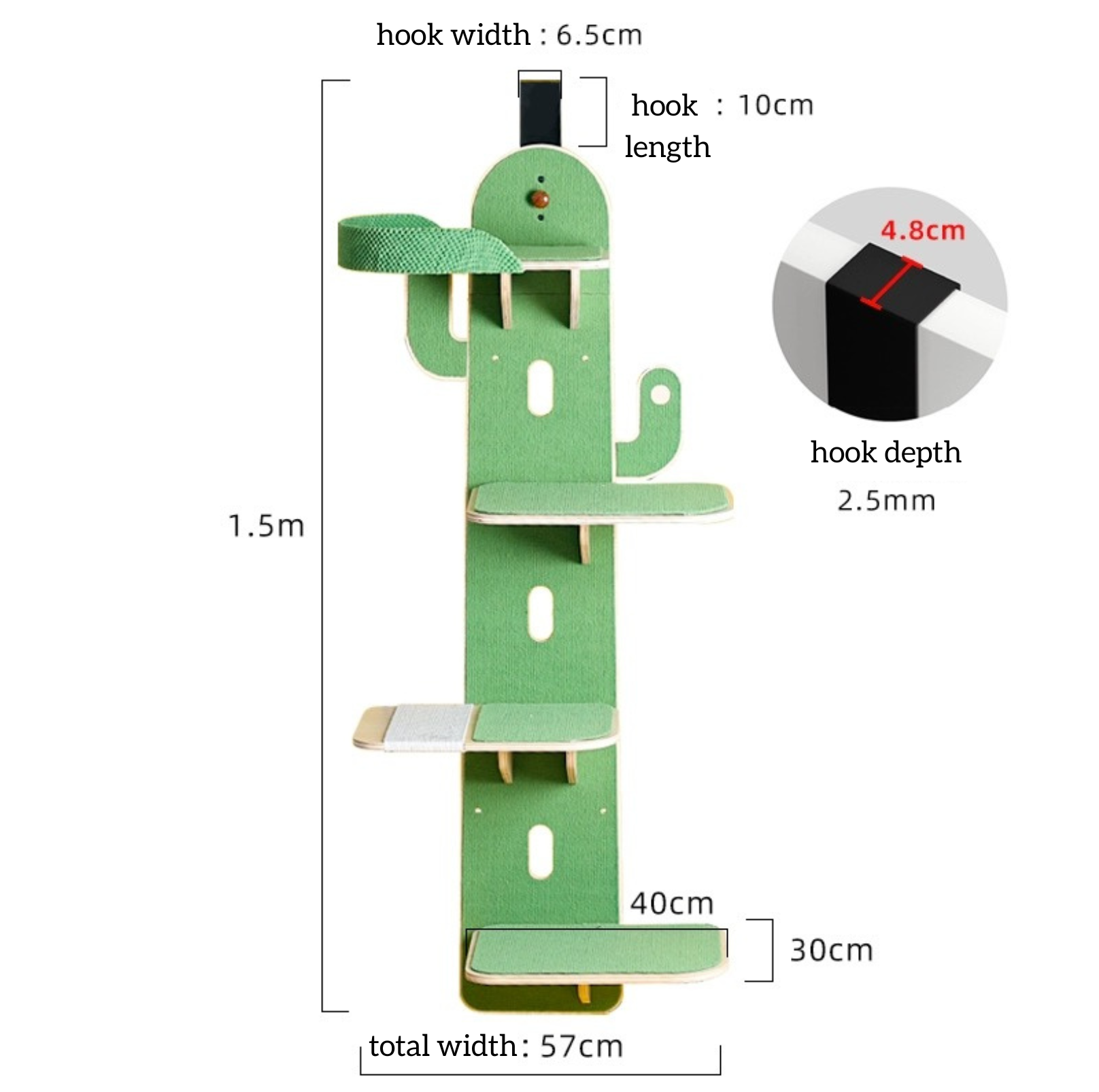 Cactus-Shaped Multi-Level Wooden Hanging Cat Tree