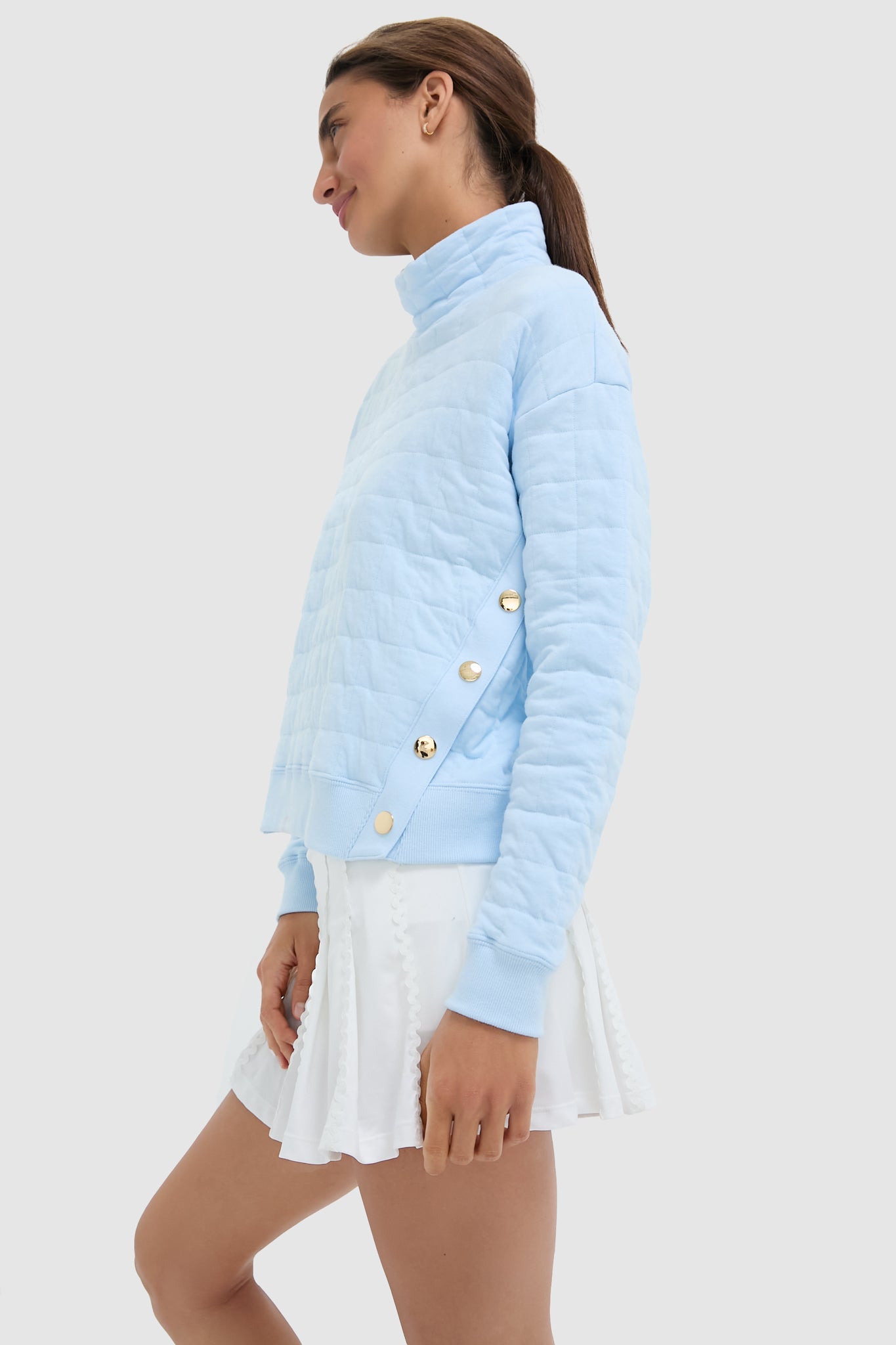 Light Blue Quilted Wright Funnel Neck