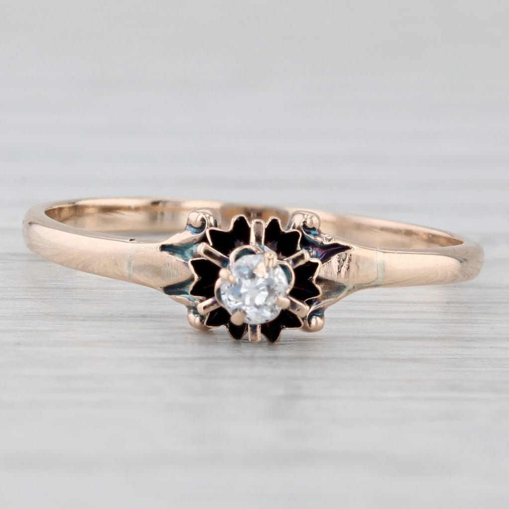 Antique Diamond Solitaire Ring 10k Yellow Gold Size 10 Engagement