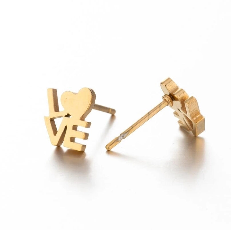 1 Pair Minimalist Heart Shape Plating 304 Stainless Steel 18K Gold Plated Earrings