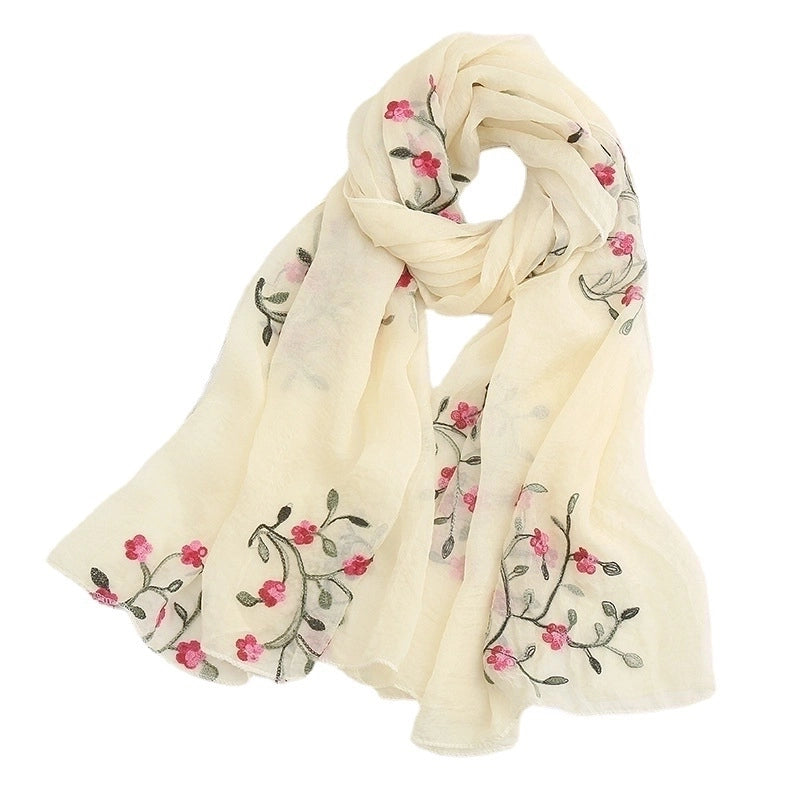 Women's Sweet Flower Chiffon Embroidery Winter Scarves