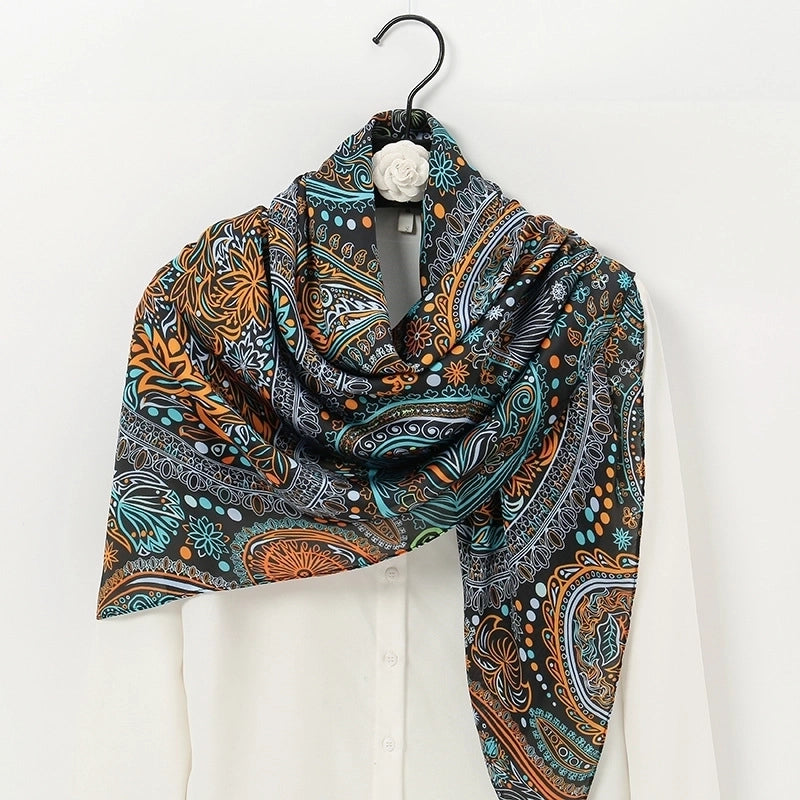 Women's Ethnic Style Sweet Color Block Satin Printing Scarf