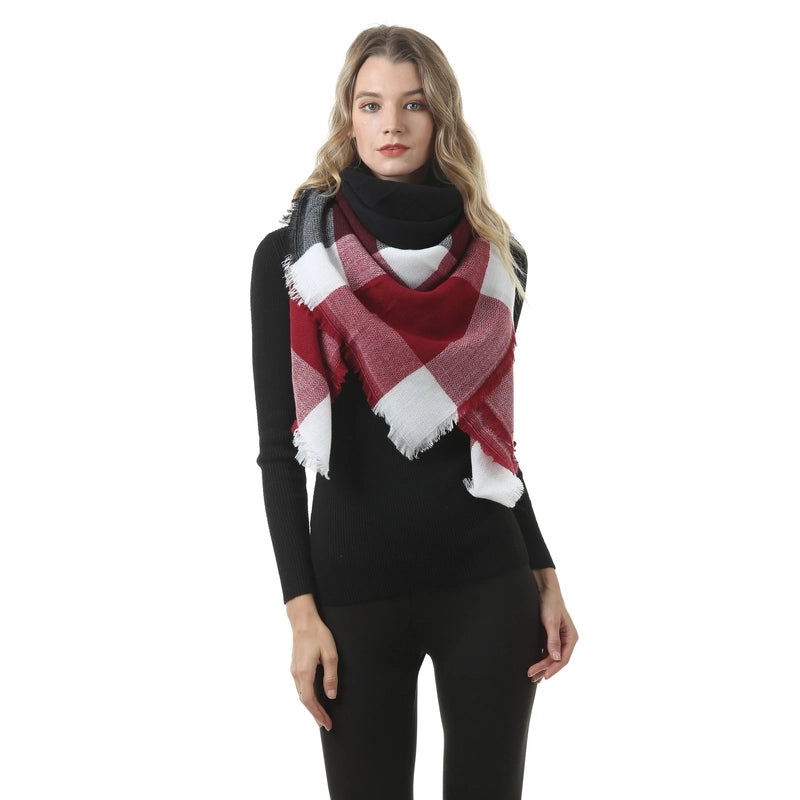 Autumn And Winter Plaid Square Extensive Warm Cashmere Scarf Women's Scarf