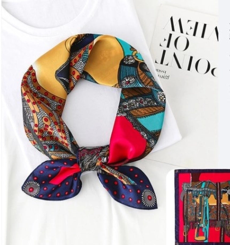 Women's Minimalist Printing Satin Silk Scarves