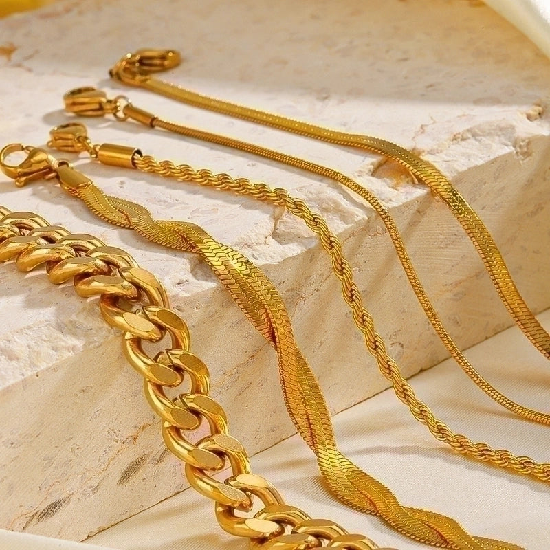 Minimalist Geometric Solid Color Stainless Steel Plating Chain Bracelets