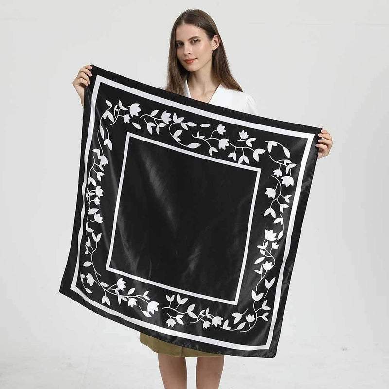 Women's Elegant Letter Plaid Polka Dots Satin Printing Silk Scarf