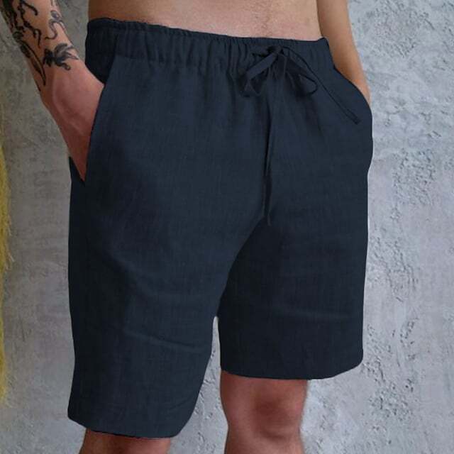 8-PACK Men's Linen Shorts Summer Shorts