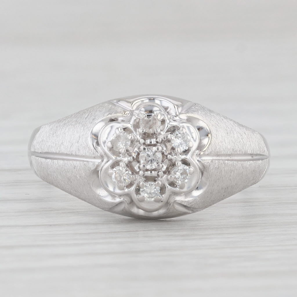 0.12ctw Diamond Cluster Ring 10k White Gold Belcher Setting Size 11.25 Men's