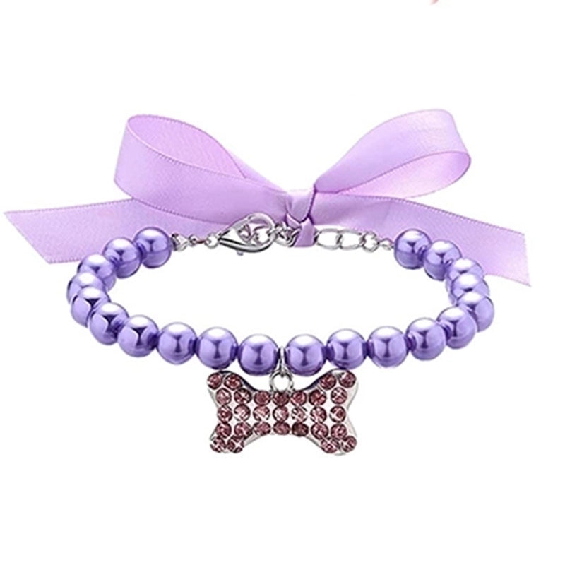 Cartoon Style Imitation Pearl Cloth Color Block Pet Accessories