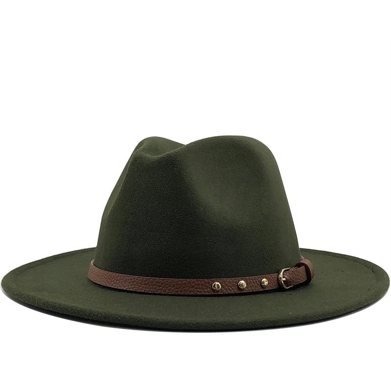Autumn And Winter New Woolen Simple Wool Felt Big Flat-brimmed Hats