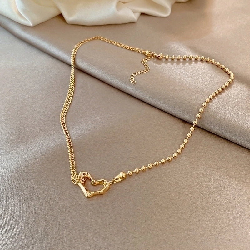 Elegant Minimalist Geometric Titanium Steel Plating Inlay Artificial Pearls Shell Zircon Necklace