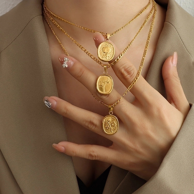 Fashion Geometric 304 Stainless Steel 18K Gold Plated Plating Necklace