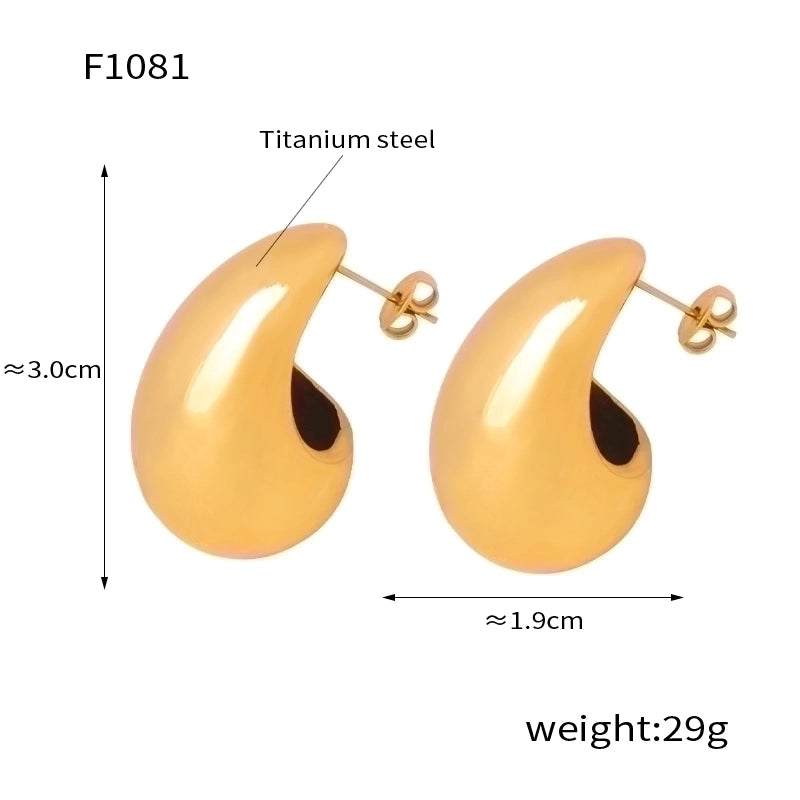 1 Pair Minimalist Water Droplets Plating Inlay Titanium Steel Artificial Pearls Artificial Diamond 18K Gold Plated Ear Studs