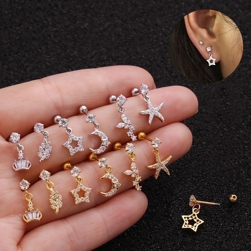 Ear Cartilage Rings & Studs Fashion Pentagram Copper