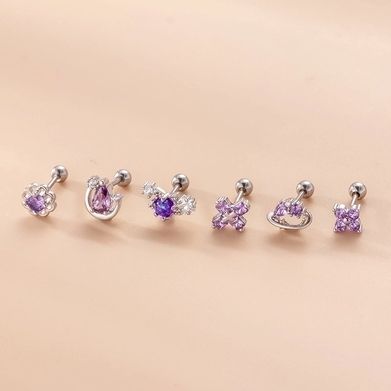 1 Piece Ear Cartilage Rings & Studs Fashion Cross Flower Copper Plating Zircon