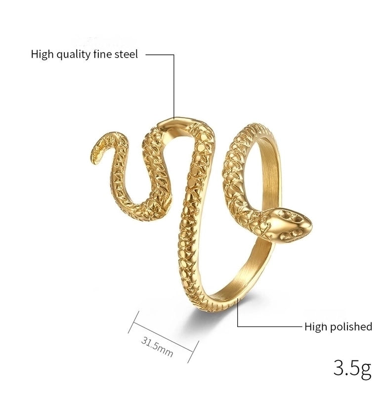 IG Style Minimalist Snake 304 Stainless Steel 18K Gold Plated Open Rings In Bulk
