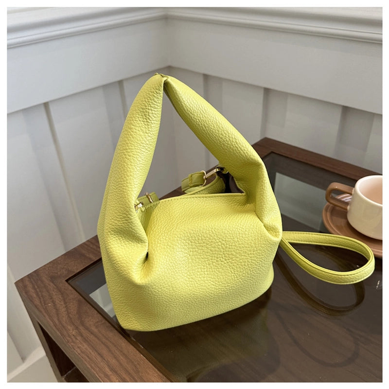 Women's Small Pu Leather Solid Color Streetwear Square Zipper Ruched Bag
