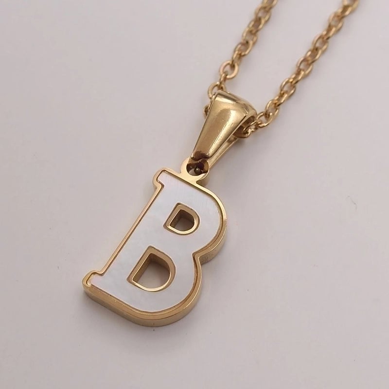 304 Stainless Steel Titanium Steel 18K Gold Plated Minimalist Plating Inlaid Shell Letter Shell