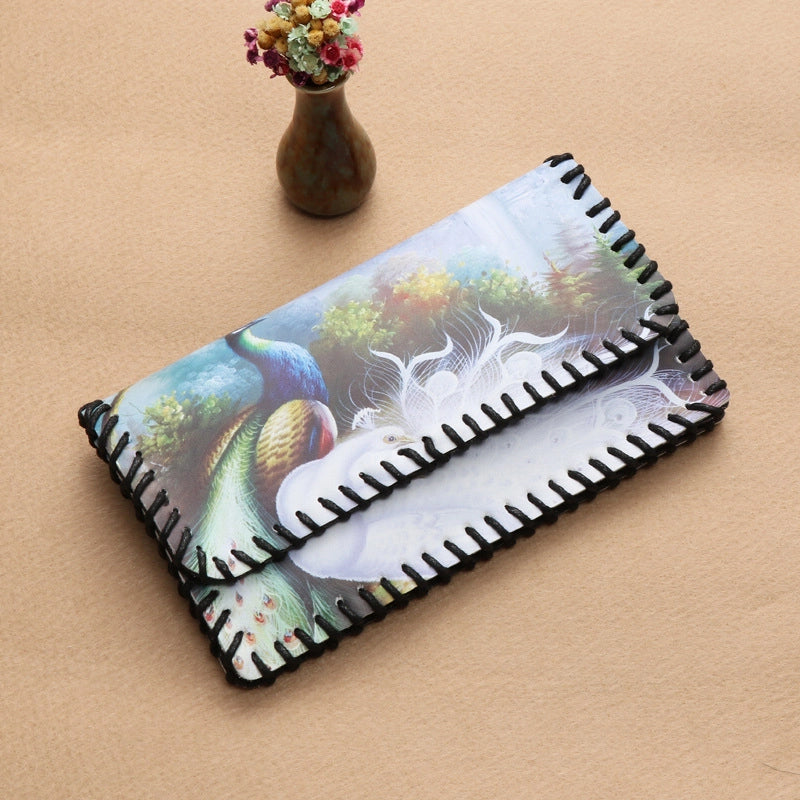 Women's Pu Leather Printing Animal Vintage Style Square Magnetic Buckle Phone Wallets