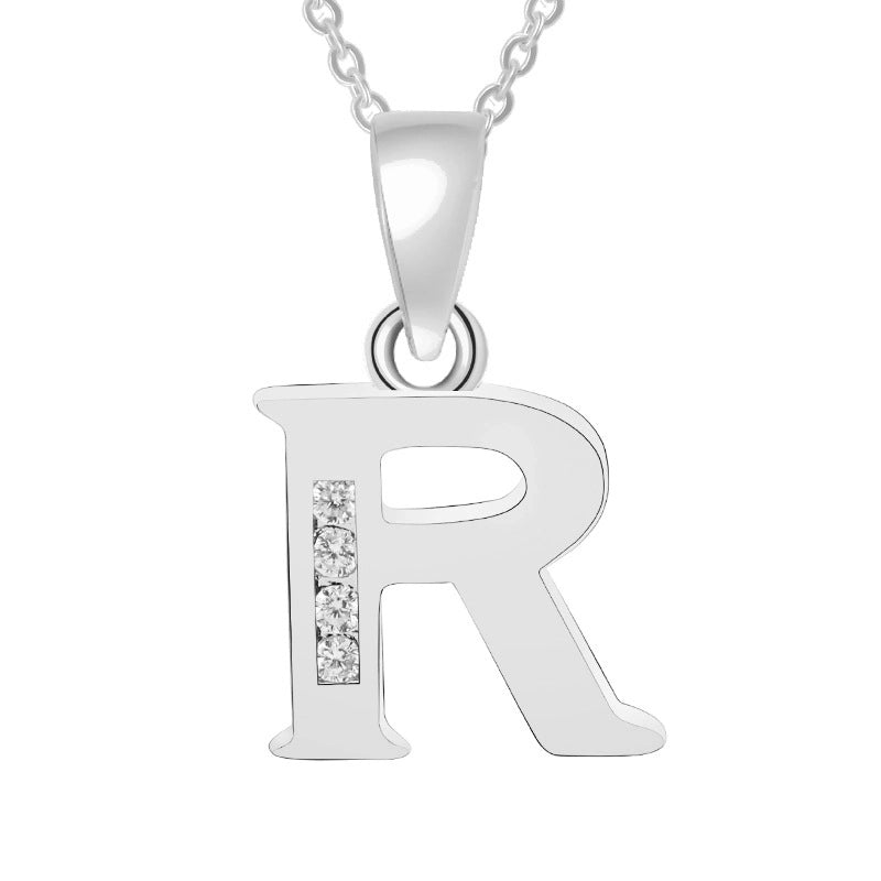 Minimalist Letter Copper Plating Inlay Zircon Pendant Necklace