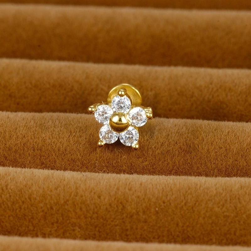 1 Piece Ig Style Minimalist Star Heart Shape Flower Plating Inlay Stainless Steel Zircon Ear Studs