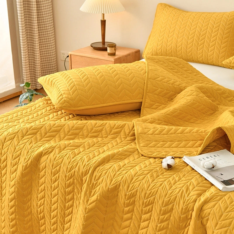 In Stock Exclusive For Pure Color Washed Cotton Bedspread Tatami Quilted Non-Slip Bed Sheet Three-Piece Set Tailstock Cover Blanket
