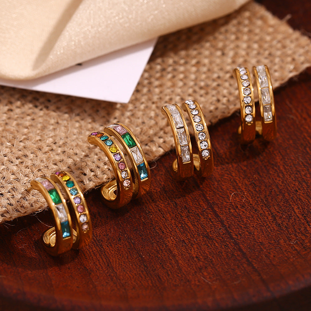 Fashion Circle Geometric Stainless Steel 18K Gold Plated Earrings