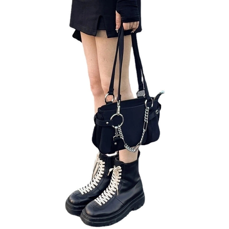 Women's Small All Seasons Pu Leather Solid Color Fashion Square Zipper Shoulder Bag
