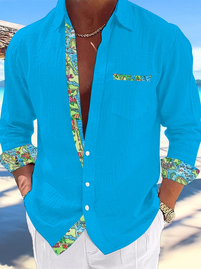 Men's Casual Hawaiian Print Lapel Shirt