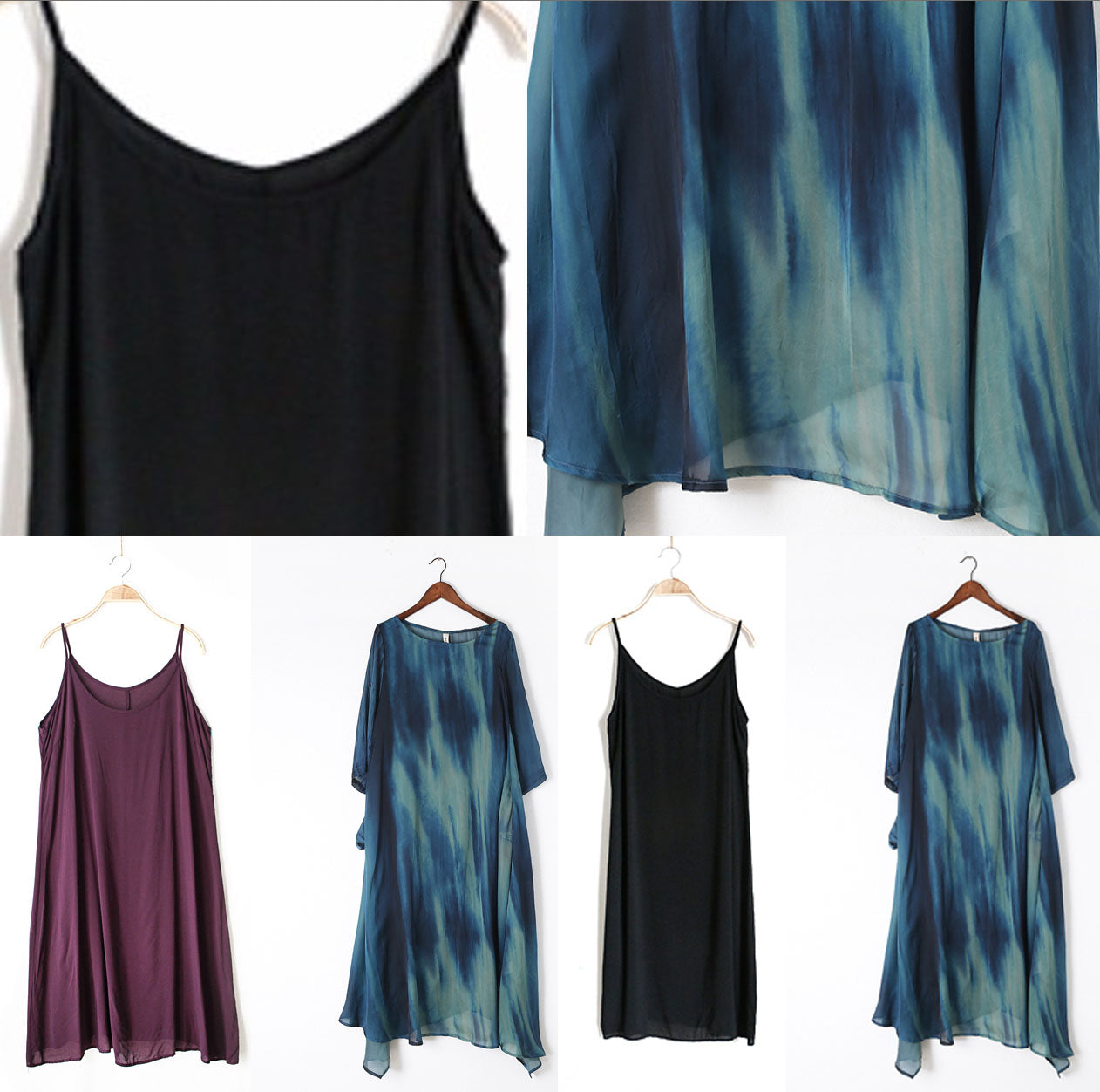 the sea blue print silk dresses plus size causal long silk caftans oversize gowns bracelet sleeves