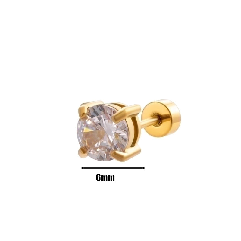 1 Piece Ear Cartilage Rings & Studs Minimalist Round 316L Stainless Steel  Plating Inlay Zircon