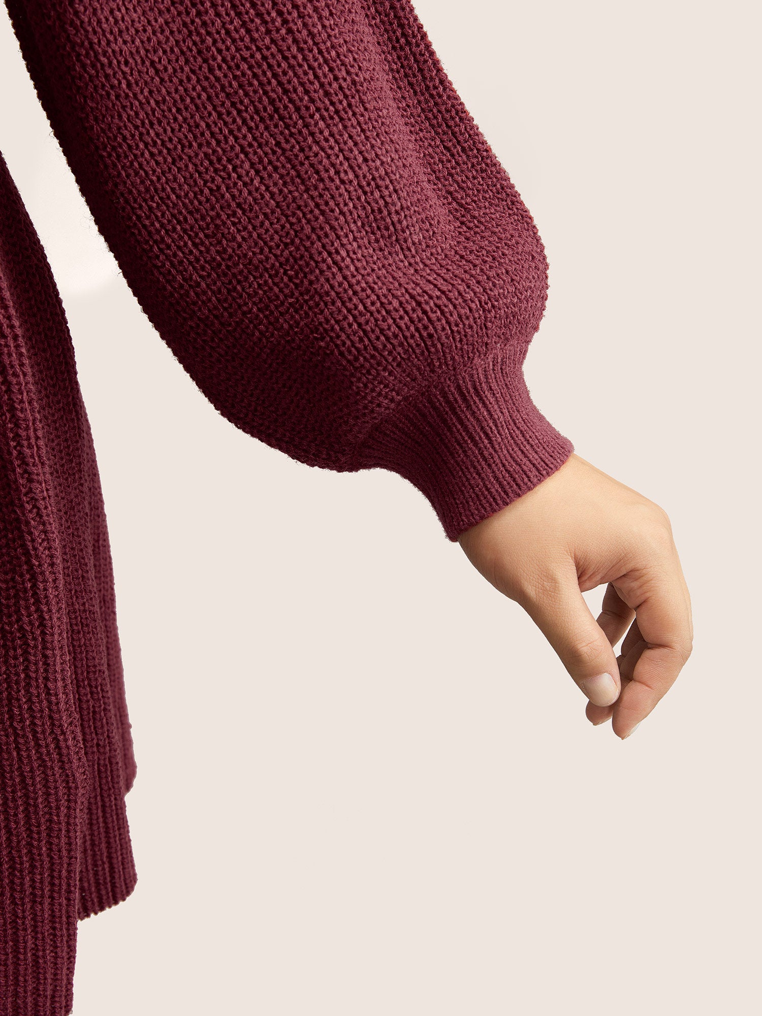 Plain Plisse Lantern Sleeve A Line Pullover