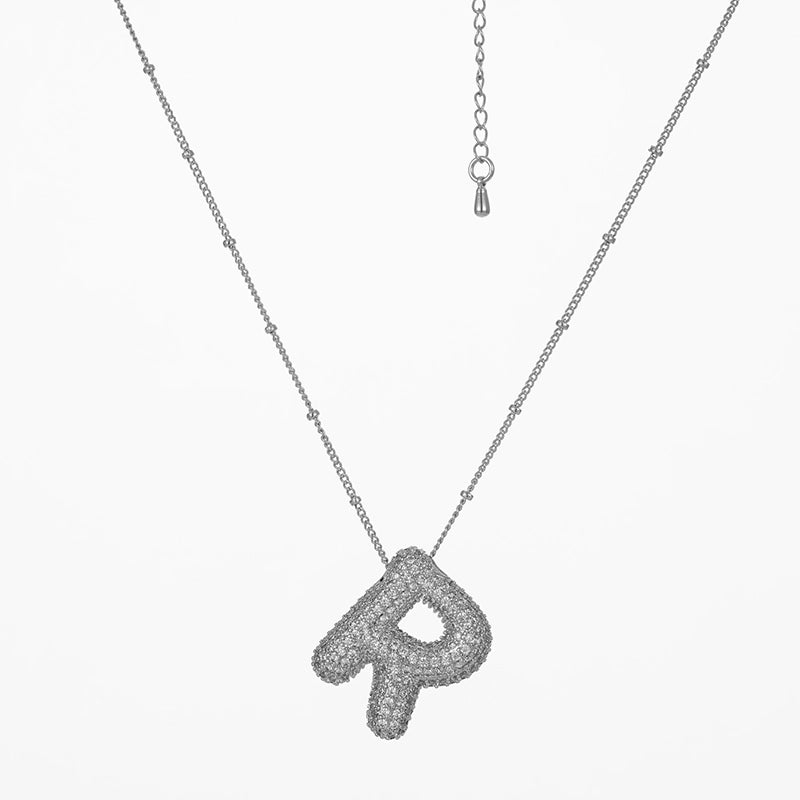 Copper Gold Plated Silver Plated IG Style Minimalist Plating Inlay Letter Zircon Pendant Necklace