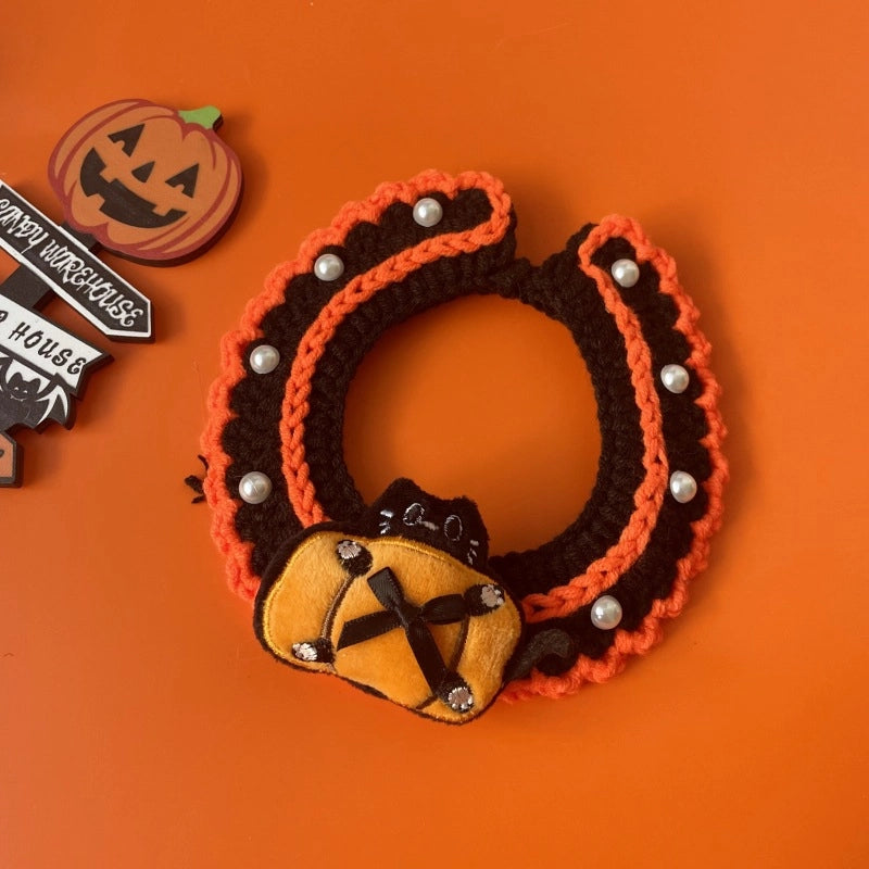 New Arrival Halloween Pet Hand-Crocheted Scarf Dog Ghost Festival Party Funny Collar Ornament