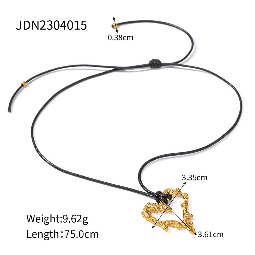 Jie Ding Black Rope Titanium Steel Necklace Niche Design Clavicle Chain Hot Style Stainless Steel