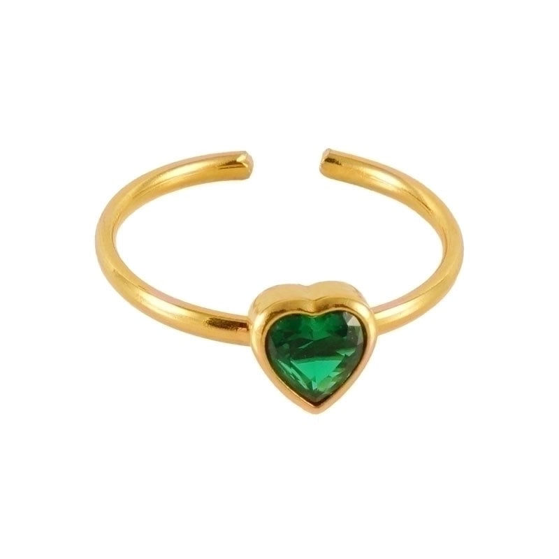 Casual Cute Square Heart Shape Flower 304 Stainless Steel Zircon 18K Gold Plated Plating Inlay Stainless Steel Rings